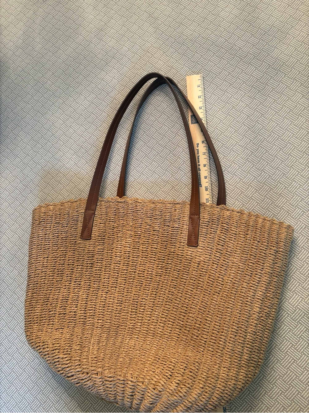 J. Crew Straw Market Tote with Brown Leather Handles NWOT - Picture 6 of 11